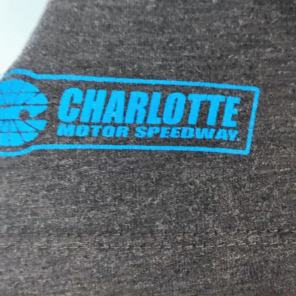 Charlotte Motor Speedway Stock Car Racing Graphic Tee Grey Blue Small